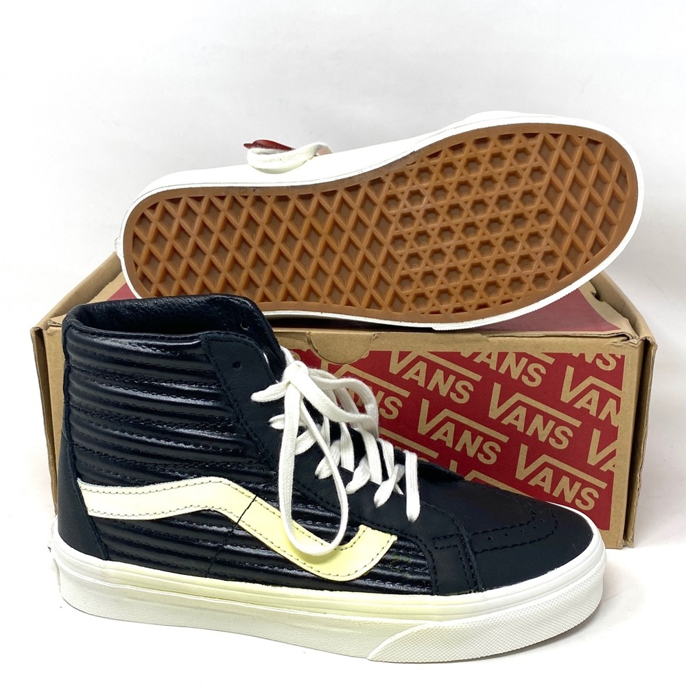 💖MEGA SALE💖VANS SK8-HI Reissue Moto Leather Black Kid’s 3.5 VN0A2XSBOGG - Picture 2 of 10